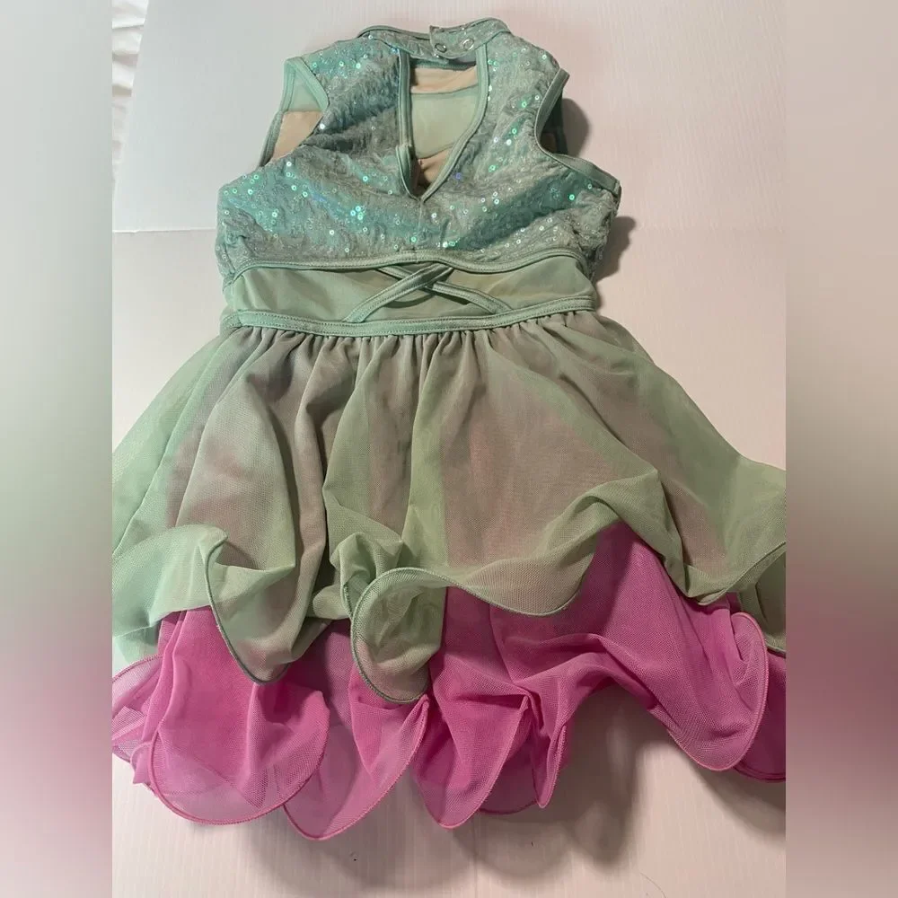 WEISSMAN Dance Costume ballet sequins blue lavender You Set Me Free 14248 IC 7/8